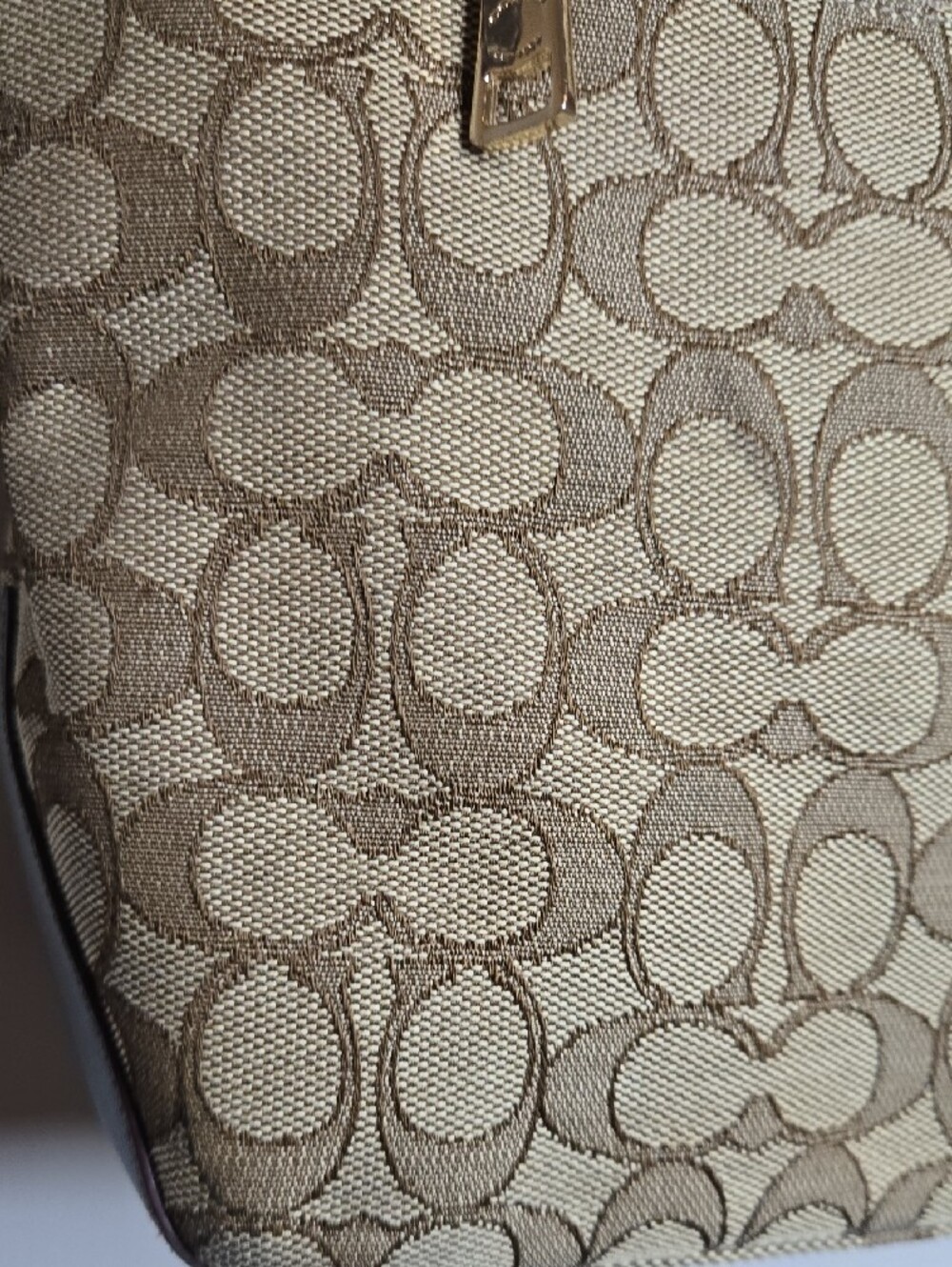 Coach Signature Canvas Tote in Tan and Dark Brown - Picture 4 of 12